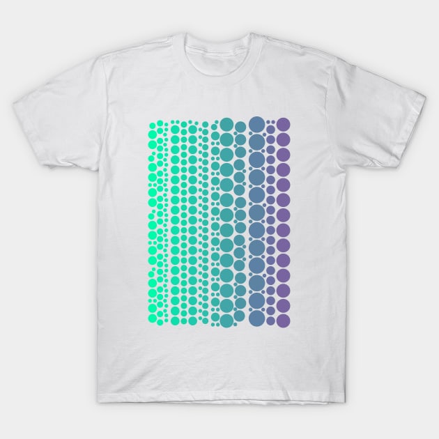 Teal To Purple Gradient Polka Dots T-Shirt by love-fi